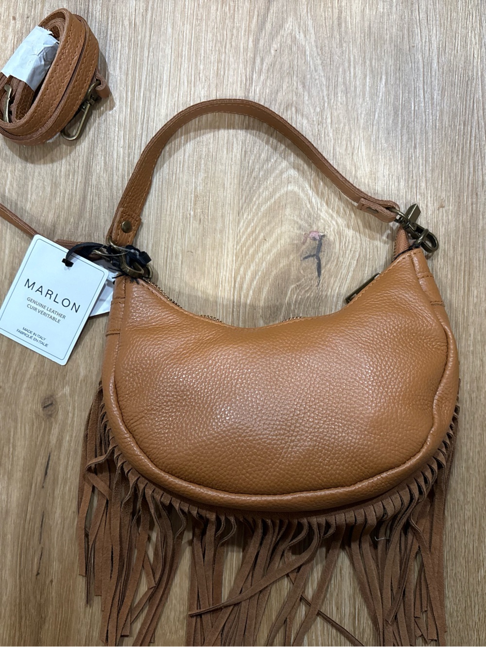 Tan Leather Fringe bohemian western cowgirl  Shoulder Bag detachable. - Picture 4 of 14
